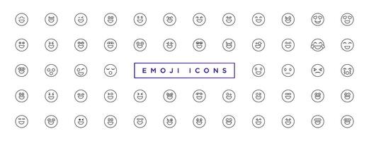 emoji ansikten samling. emojis platt stil. Lycklig och ledsen emoji. linje smiley ansikte vektor