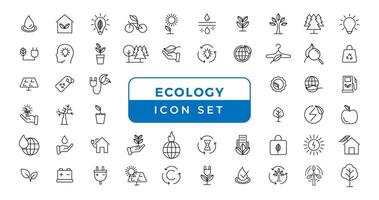 ekologi linje ikon samling. ekologi och natur grön symbol. natur ikon. översikt natur grön ikoner uppsättning. eco grön ikoner - stock vektor. vektor