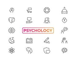 Psychologie und mental Linie Symbole Sammlung. groß ui Symbol einstellen im ein eben Design. dünn Gliederung Symbole Pack. Vektor Illustration eps10