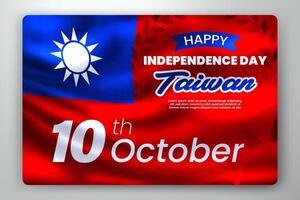 glücklich Unabhängigkeit Tag von Taiwan mit winken Flagge Hintergrund, Vektor Illustration