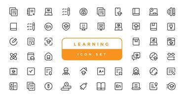 Bildung und Lernen Netz Symbole im Linie Stil. Schule, Universität, Lehrbuch, Lernen vektor