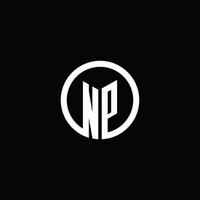 np-Monogramm-Logo isoliert mit einem rotierenden Kreis vektor