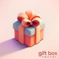 3d Rosa Geschenk Kasten, süß Geschenk isoliert auf Pastell- Hintergrund, Vektor Illustration