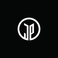 jp-Monogramm-Logo isoliert mit einem rotierenden Kreis vektor
