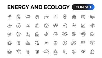 energi och ekologi linje redigerbar ikoner uppsättning. vektor illustration i modern tunn linje stil av eco relaterad ikoner. skydd, planet vård, naturlig återvinning kraft. piktogram och infografik.