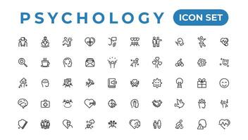 Psychologie und mental Linie Symbole Sammlung.set von dünn Linie Netz Symbol Satz, einfach Gliederung Symbole Sammlung, Pixel perfekt Symbole, einfach Vektor Illustration.
