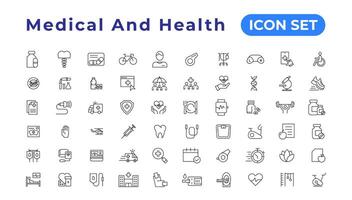 Medizin und Gesundheit eben Symbole. Sammlung Gesundheit Pflege medizinisch Zeichen Symbole vektor