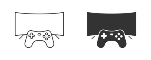Fernseher einstellen mit Gamepad Symbol. Vektor Illustration.