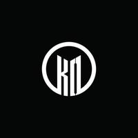 ko-Monogramm-Logo mit einem rotierenden Kreis isoliert vektor