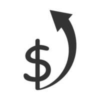 Dollar Bewertung erhöhen, ansteigen Symbol. Geld Symbol mit Pfeil hoch. Vektor Illustration.