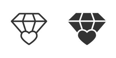 Diamant und Herz Zeichen Symbol. Vektor Illustration.