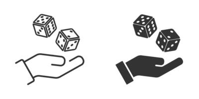 kasino tärningar på en hand. vektor illustration.