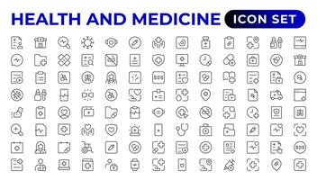 medizinisch und Gesundheit eben Symbole. Sammlung Gesundheit Pflege medizinisch Zeichen Symbole vektor