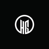 hg-Monogramm-Logo isoliert mit einem rotierenden Kreis vektor