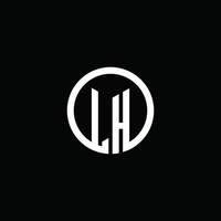 lh-Monogramm-Logo isoliert mit einem rotierenden Kreis vektor