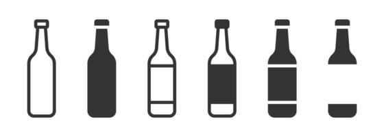 Bier Flasche Symbol Satz. Vektor Illustration.