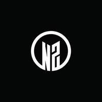 nz-Monogramm-Logo isoliert mit einem rotierenden Kreis vektor