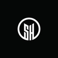 sh-Monogramm-Logo mit einem rotierenden Kreis isoliert vektor