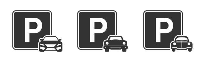 Auto Parkplatz Symbol Satz. Vektor Illustration.