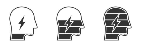 huvud batteri ikon. mänsklig huvud ikon med batteri symbol inuti. vektor illustration.