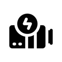 Batterie Symbol. Vektor Glyphe Symbol zum Ihre Webseite, Handy, Mobiltelefon, Präsentation, und Logo Design.