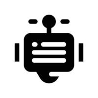 Plaudern bot Symbol. Vektor Glyphe Symbol zum Ihre Webseite, Handy, Mobiltelefon, Präsentation, und Logo Design.