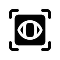 Auge Anerkennung Symbol. Vektor Glyphe Symbol zum Ihre Webseite, Handy, Mobiltelefon, Präsentation, und Logo Design.