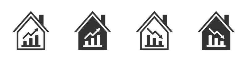 echt Nachlass Preis Diagramm Symbol. Wohn Preis Graph nimmt ab. Vektor Illustration.