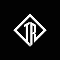 ir-Logo-Monogramm mit quadratischer Designvorlage im Rotationsstil vektor