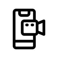 Handy, Mobiltelefon Video Symbol. Vektor Linie Symbol zum Ihre Webseite, Handy, Mobiltelefon, Präsentation, und Logo Design.