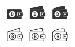 Bitcoin Brieftasche Symbole Satz. Digital Geld. Krypto Währung Symbol. Vektor Illustration.