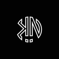 kn-Monogramm-Logo-Kreis-Band-Stil-Umriss-Design-Vorlage vektor