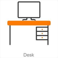 Schreibtisch und Tabelle Symbol Konzept vektor