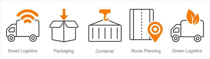 ein einstellen von 5 Logistik Symbole wie Clever Logistik, Verpackung, Container vektor