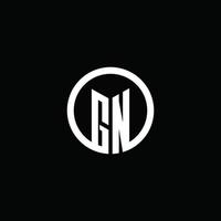 gn monogram logotyp isolerad med en roterande cirkel vektor