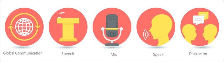 en uppsättning av 5 kommunikation ikoner som global kommunikation, Tal, mic vektor