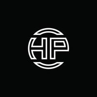 HP Logo-Monogramm mit negativem Raumkreis abgerundete Designvorlage vektor