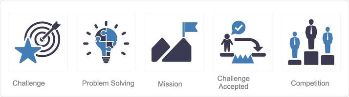 en uppsättning av 5 utmaning ikoner som utmaning, problem lösning, uppdrag vektor