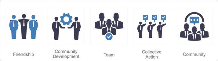en uppsättning av 5 gemenskap ikoner som vänskap, gemenskap utveckling, team vektor