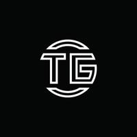 tg logotyp monogram med negativ utrymme cirkel rundad designmall vektor