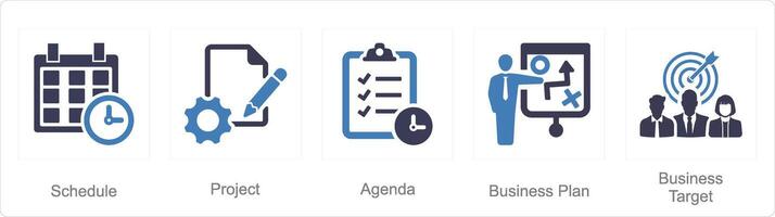 ein einstellen von 5 Geschäft Präsentation Symbole wie Zeitplan, Projekt, Agenda vektor