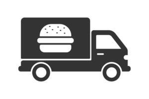 Burger Lieferung Symbol. Burger LKW Symbol. Vektor Illustration.