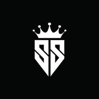 ss logotyp monogram emblem stil med krona form designmall vektor
