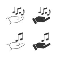 Hand und Musik- Hinweis Symbol. Melodie Symbol. Vektor Illustration.