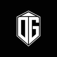 dg-Logo-Monogramm mit Emblemform-Kombinationstringle auf der oberen Designvorlage vektor