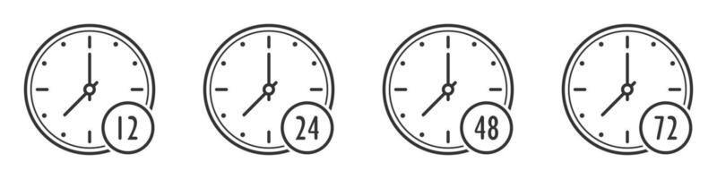 uppsättning av tid ikoner. 12, 24, 48, 72 timmar. vektor illustration.