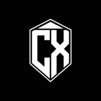 cx logotyp monogram med emblem form kombination tringle på översta designmall vektor