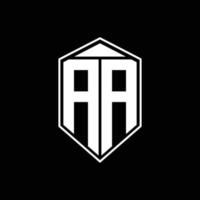 aa-Logo-Monogramm mit Emblemform-Kombinationstringle auf der oberen Designvorlage