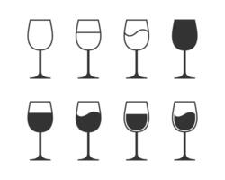 vin glas ikon uppsättning. vin ikon symbol. vektor illustration.
