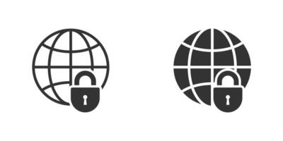 gehen zu Netz symbo mit sperren Symbol. das Globus Symbol. Vektor Illustration.
